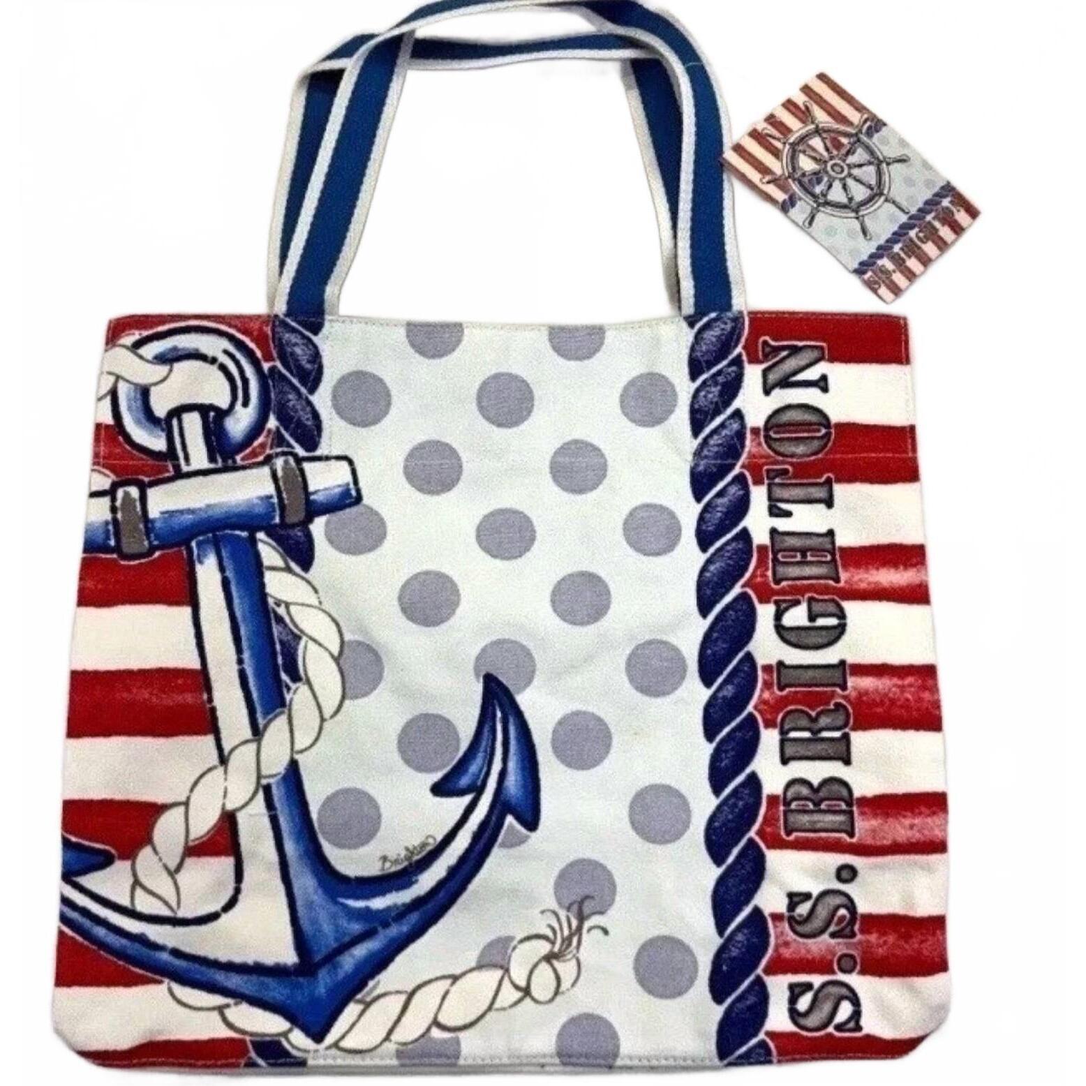 New Brighton Nautical Tote Bag In Blue And White